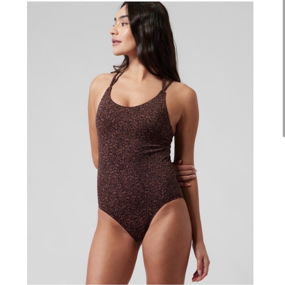 Athleta Brown Patterned One Piece Swimsuit